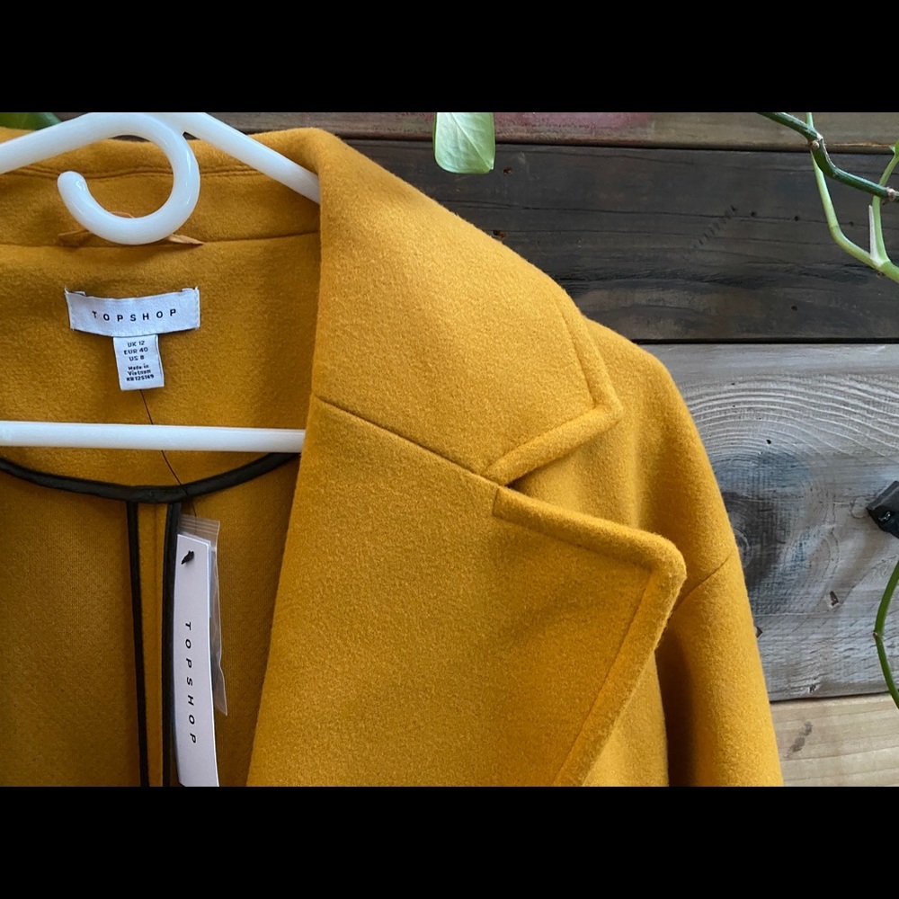 NWT - TOPSHOP Long Yellow Carly Slouch Peacoat (6) - Picture 10 of 16
